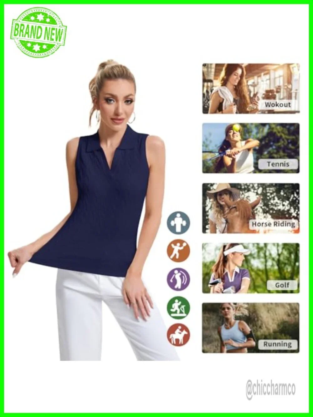 Sleeveless Cable Knit Golf Polo Tank Top Moisture Wicking Stretch